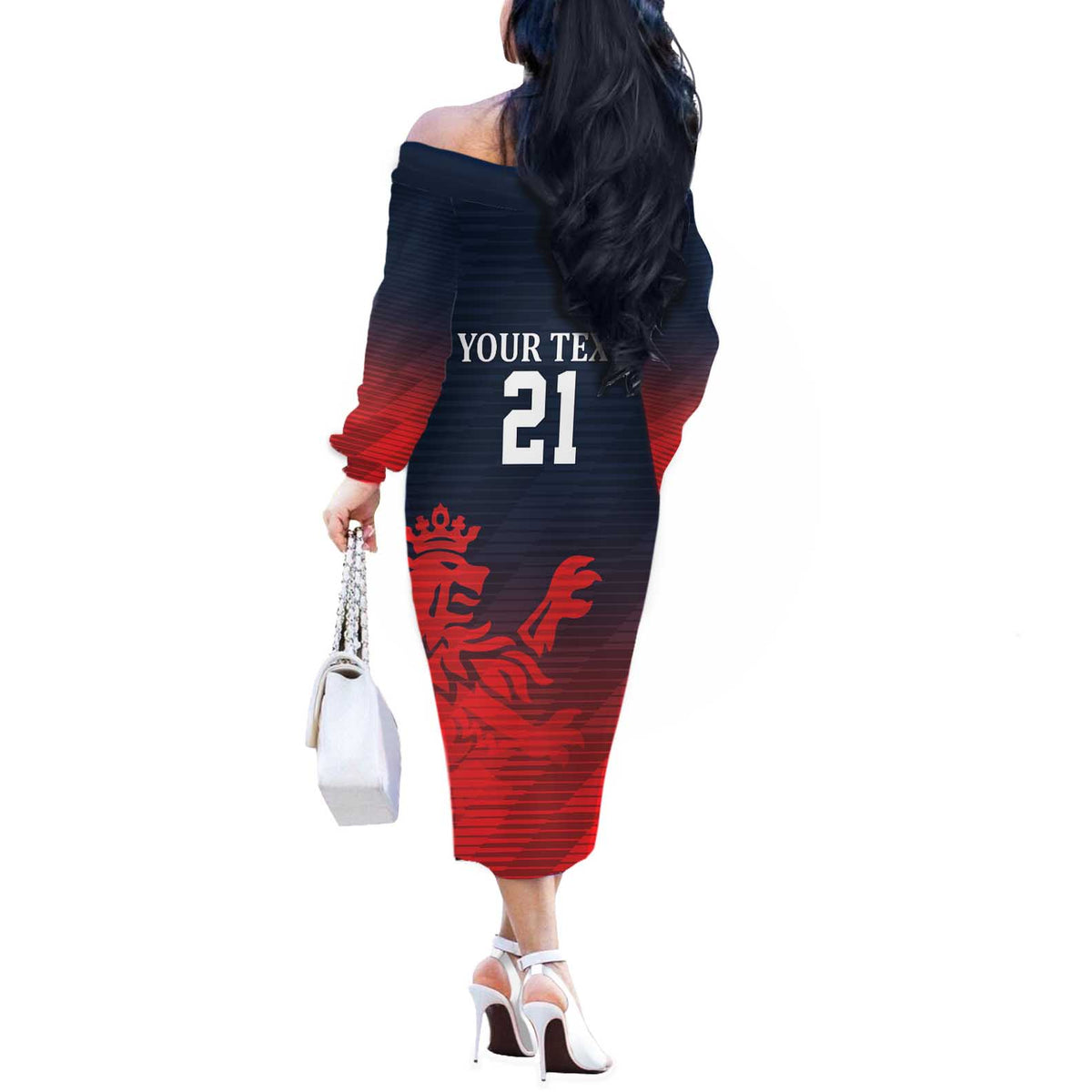 Custom Qatar Cricket Off The Shoulder Long Sleeve Dress Red Sporty Pattern - Wonder Print Shop