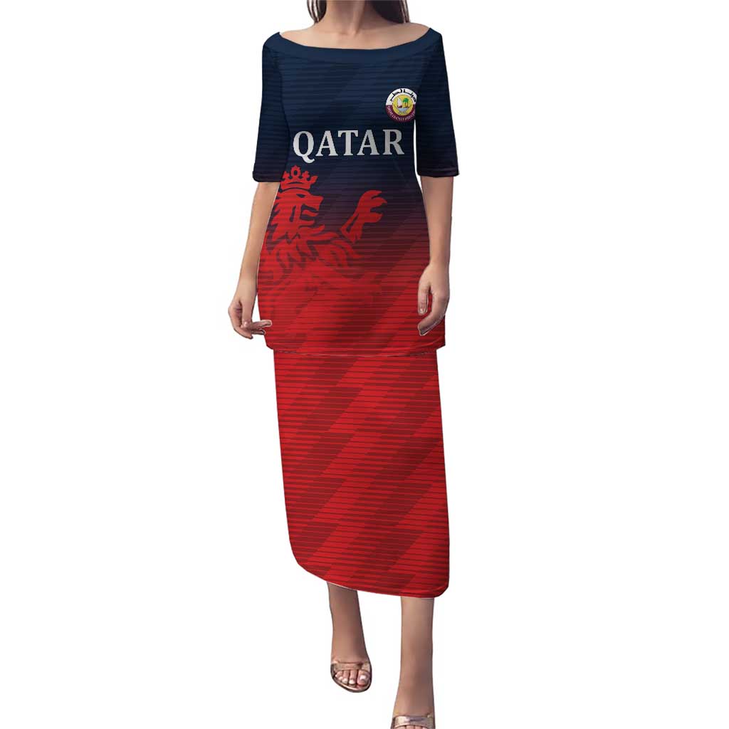 Custom Qatar Cricket Puletasi Red Sporty Pattern - Wonder Print Shop