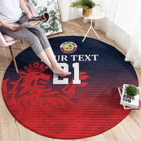 Custom Qatar Cricket Round Carpet Red Sporty Pattern