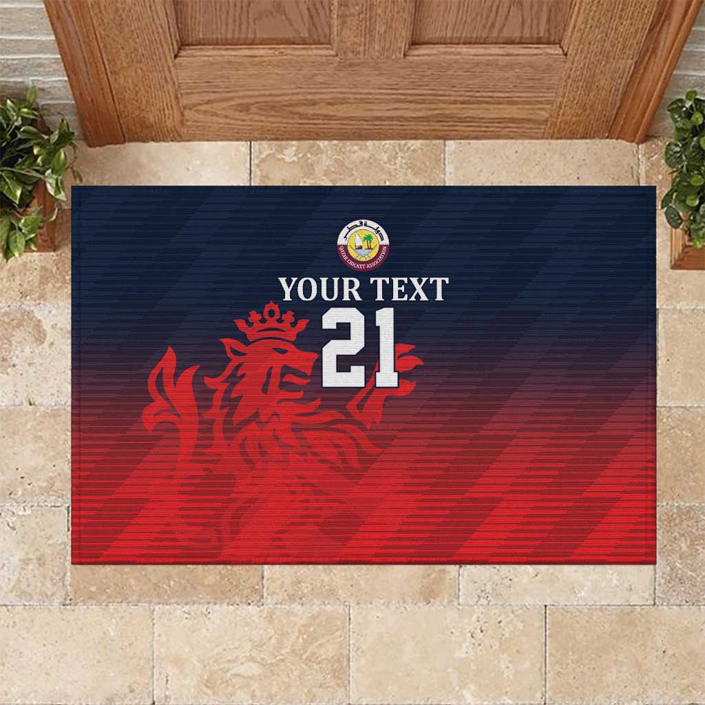 Custom Qatar Cricket Rubber Doormat Red Sporty Pattern - Wonder Print Shop
