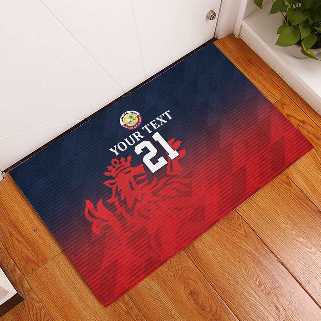 Custom Qatar Cricket Rubber Doormat Red Sporty Pattern - Wonder Print Shop