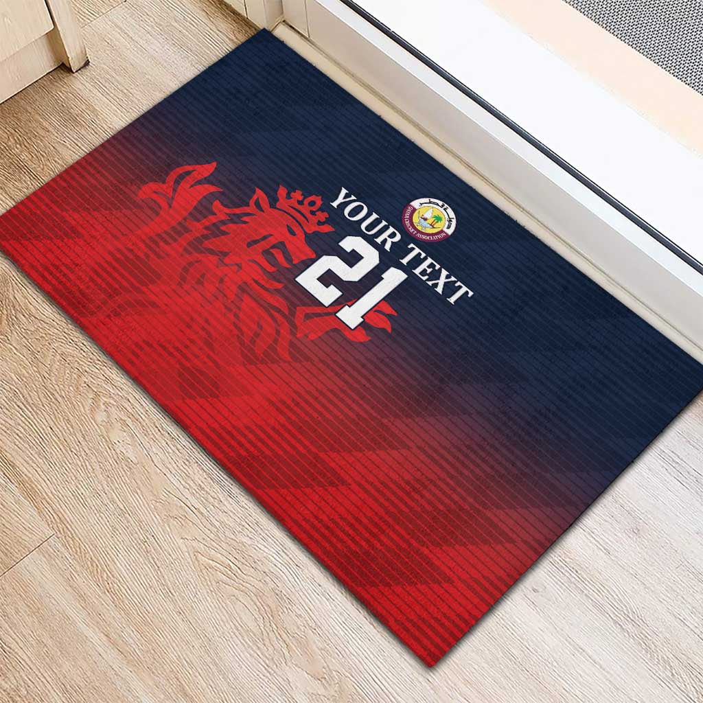 Custom Qatar Cricket Rubber Doormat Red Sporty Pattern - Wonder Print Shop