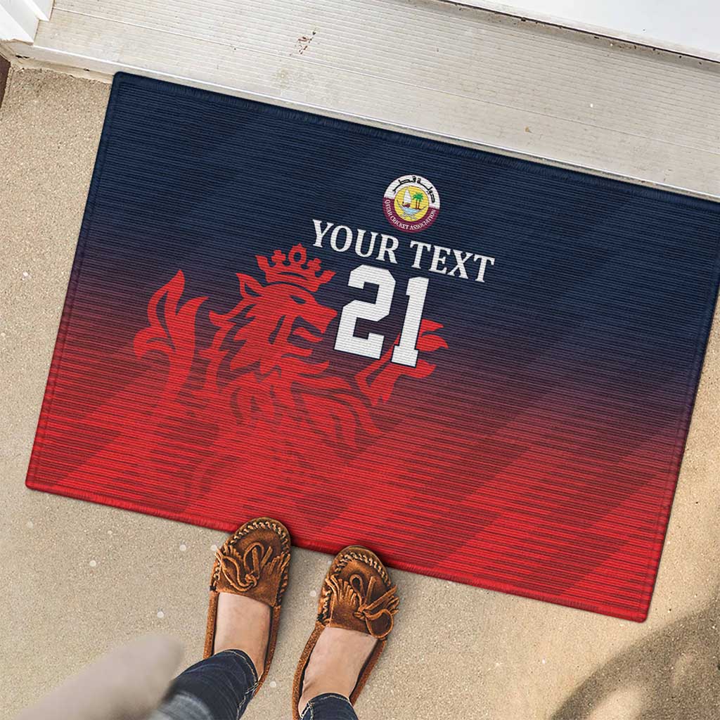 Custom Qatar Cricket Rubber Doormat Red Sporty Pattern - Wonder Print Shop