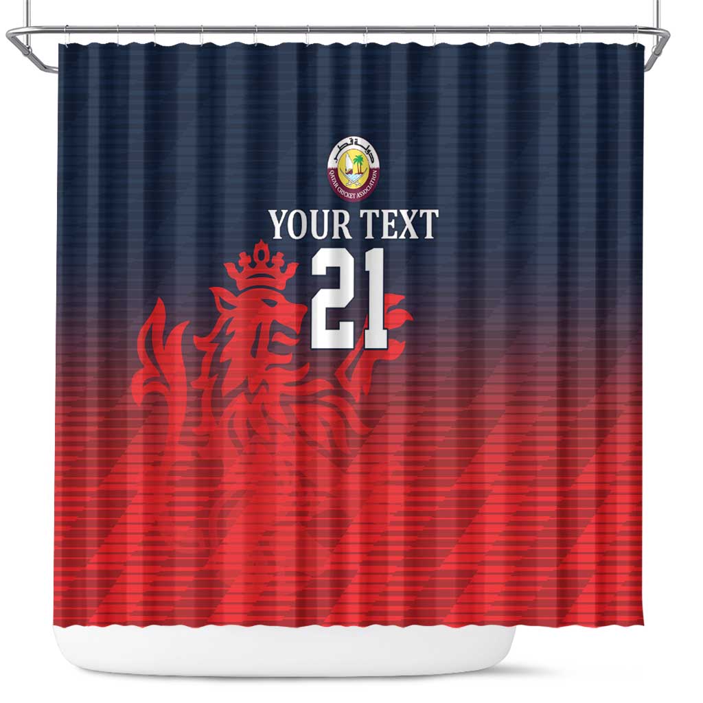 Custom Qatar Cricket Shower Curtain Red Sporty Pattern