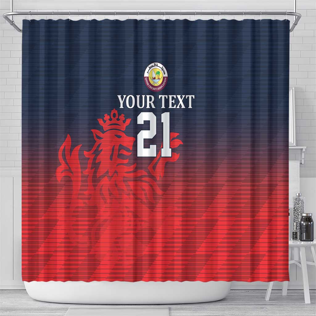 Custom Qatar Cricket Shower Curtain Red Sporty Pattern