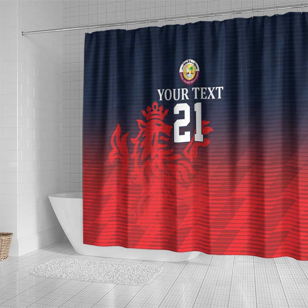 Custom Qatar Cricket Shower Curtain Red Sporty Pattern