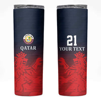 Custom Qatar Cricket Skinny Tumbler Red Sporty Pattern - Wonder Print Shop