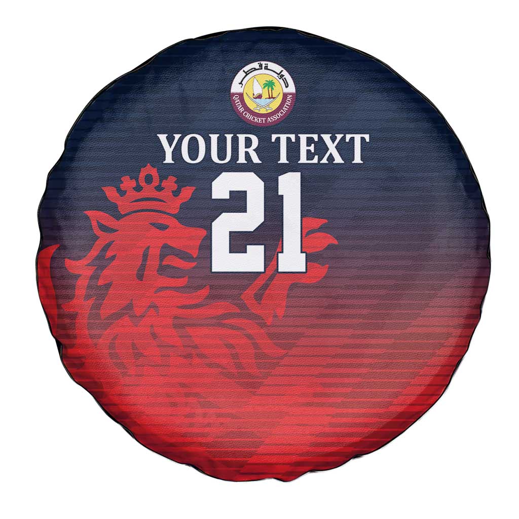 Custom Qatar Cricket Spare Tire Cover Red Sporty Pattern - Wonder Print Shop