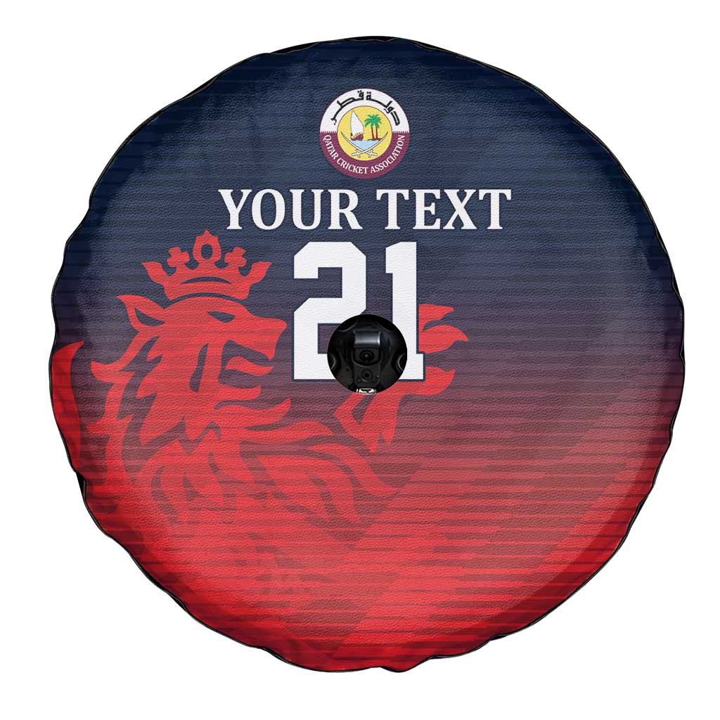 Custom Qatar Cricket Spare Tire Cover Red Sporty Pattern - Wonder Print Shop