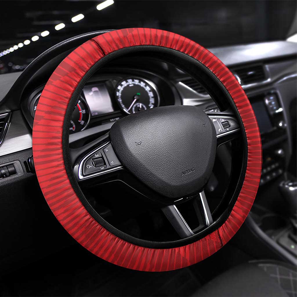 Qatar Cricket Steering Wheel Cover Red Sporty Pattern - Wonder Print Shop