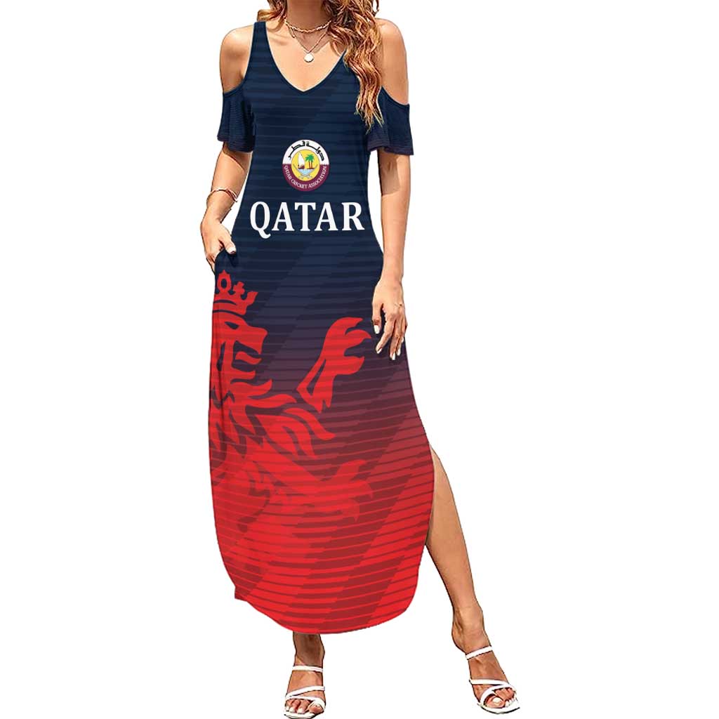 Custom Qatar Cricket Summer Maxi Dress Red Sporty Pattern - Wonder Print Shop