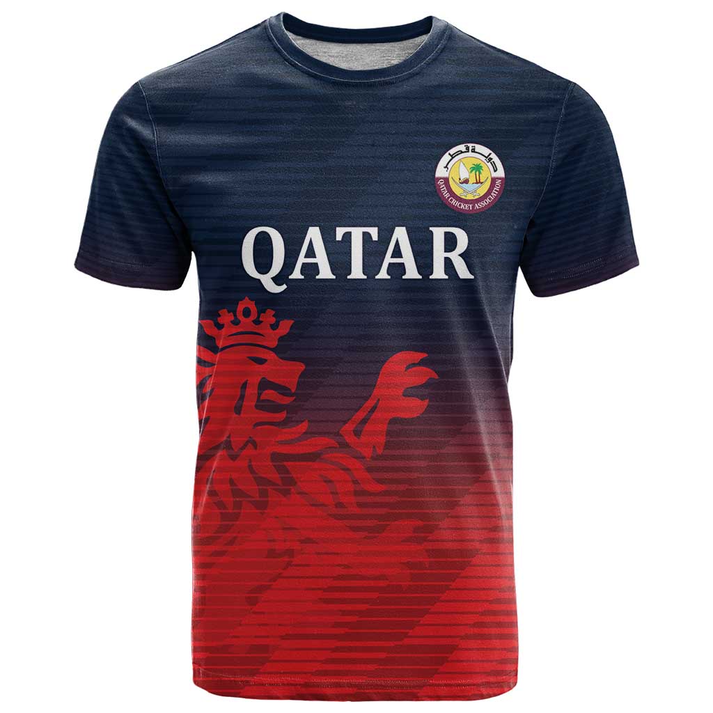 Custom Qatar Cricket T Shirt Red Sporty Pattern - Wonder Print Shop