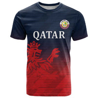 Custom Qatar Cricket T Shirt Red Sporty Pattern - Wonder Print Shop