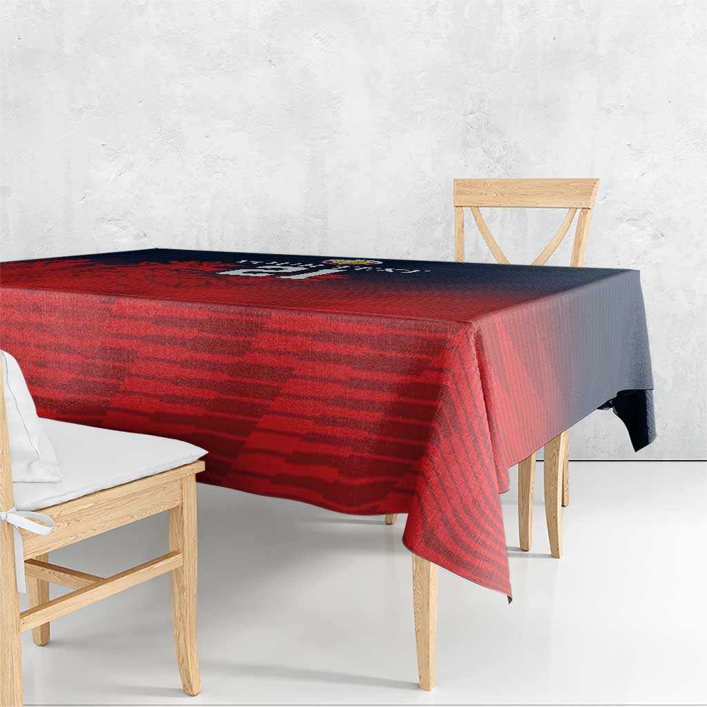 Custom Qatar Cricket Tablecloth Red Sporty Pattern - Wonder Print Shop