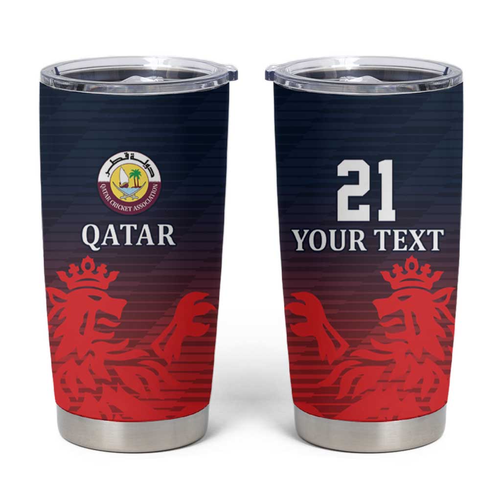 Custom Qatar Cricket Tumbler Cup Red Sporty Pattern - Wonder Print Shop