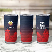 Custom Qatar Cricket Tumbler Cup Red Sporty Pattern - Wonder Print Shop