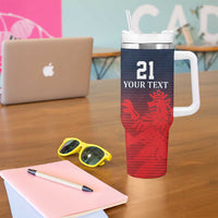 Custom Qatar Cricket Tumbler With Handle Red Sporty Pattern - Wonder Print Shop