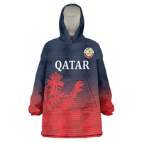 Custom Qatar Cricket Wearable Blanket Hoodie Red Sporty Pattern - Wonder Print Shop