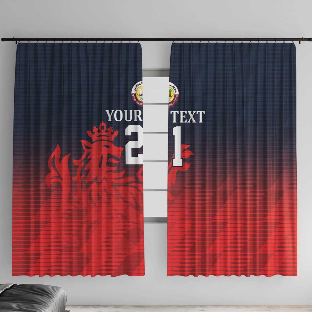 Custom Qatar Cricket Window Curtain Red Sporty Pattern - Wonder Print Shop