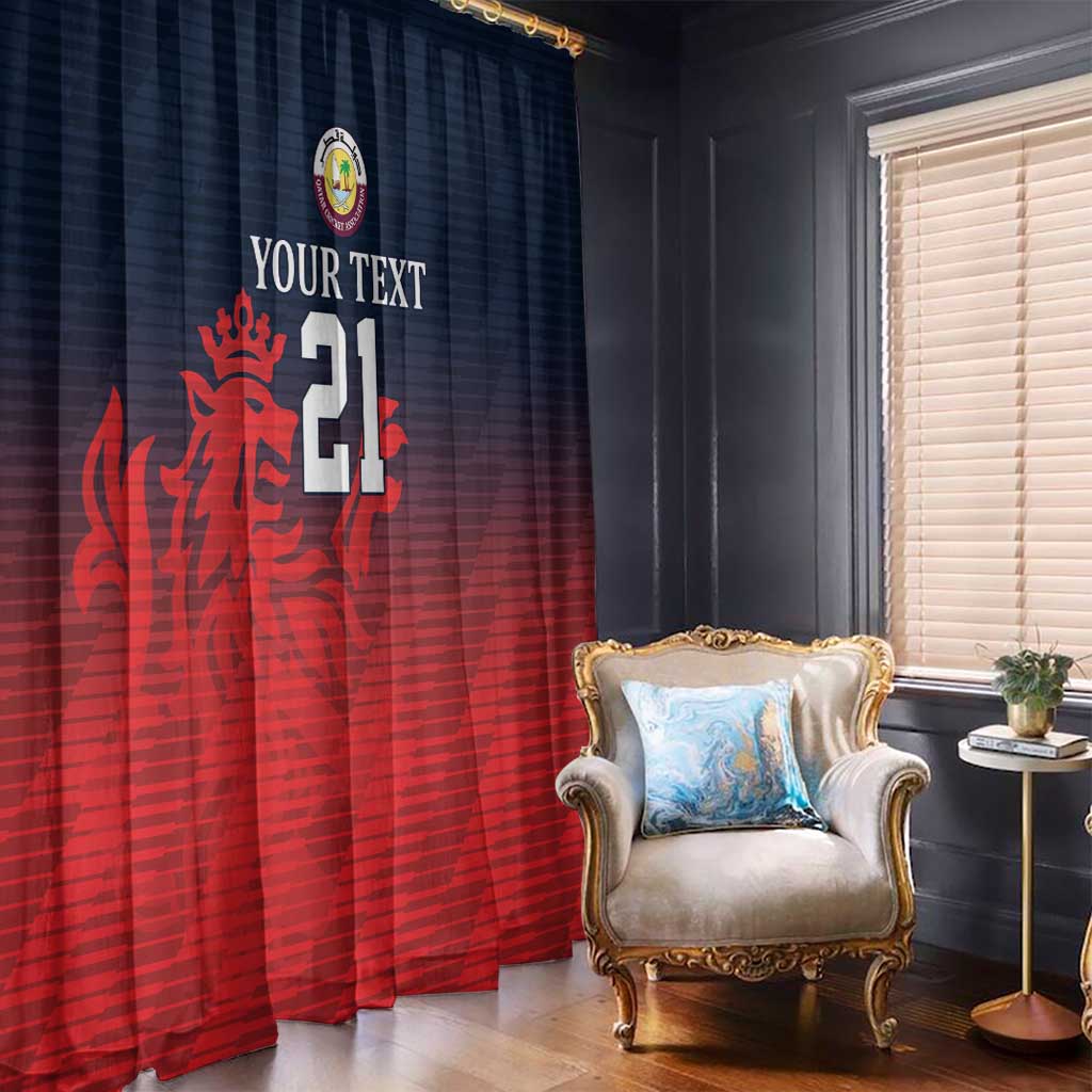 Custom Qatar Cricket Window Curtain Red Sporty Pattern - Wonder Print Shop