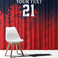 Custom Qatar Cricket Window Curtain Red Sporty Pattern - Wonder Print Shop