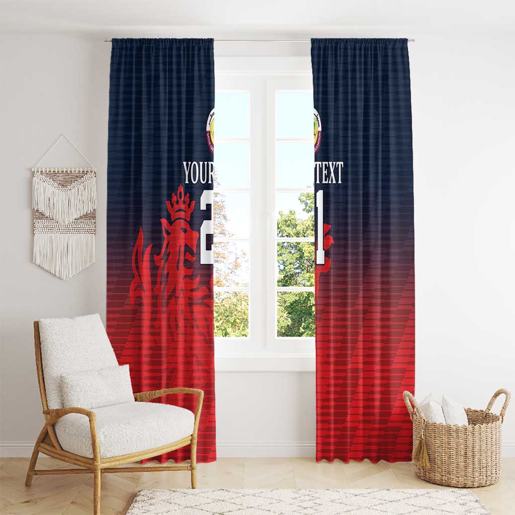 Custom Qatar Cricket Window Curtain Red Sporty Pattern - Wonder Print Shop