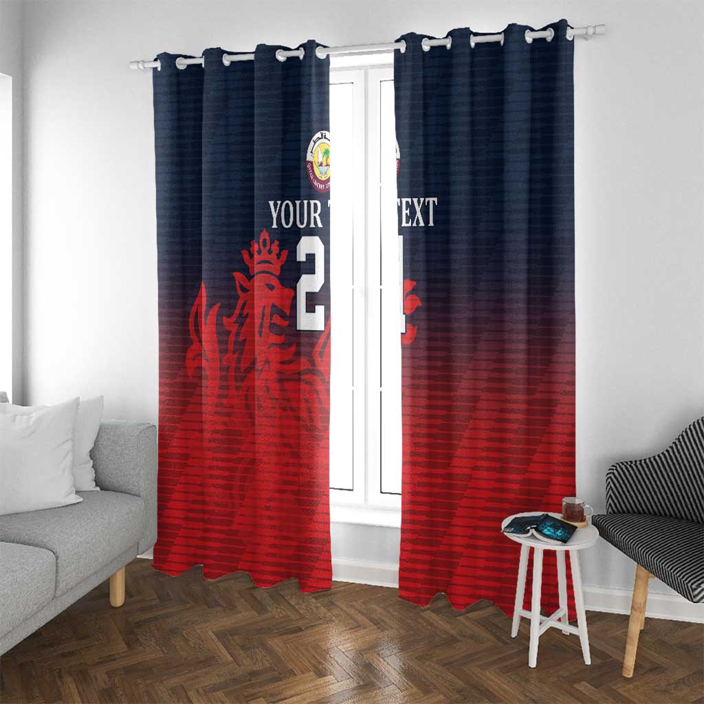 Custom Qatar Cricket Window Curtain Red Sporty Pattern - Wonder Print Shop