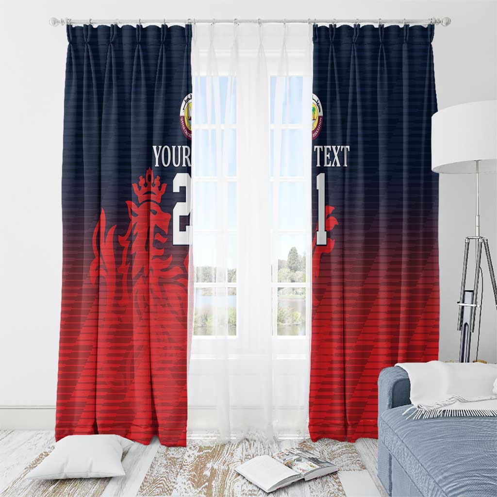 Custom Qatar Cricket Window Curtain Red Sporty Pattern - Wonder Print Shop