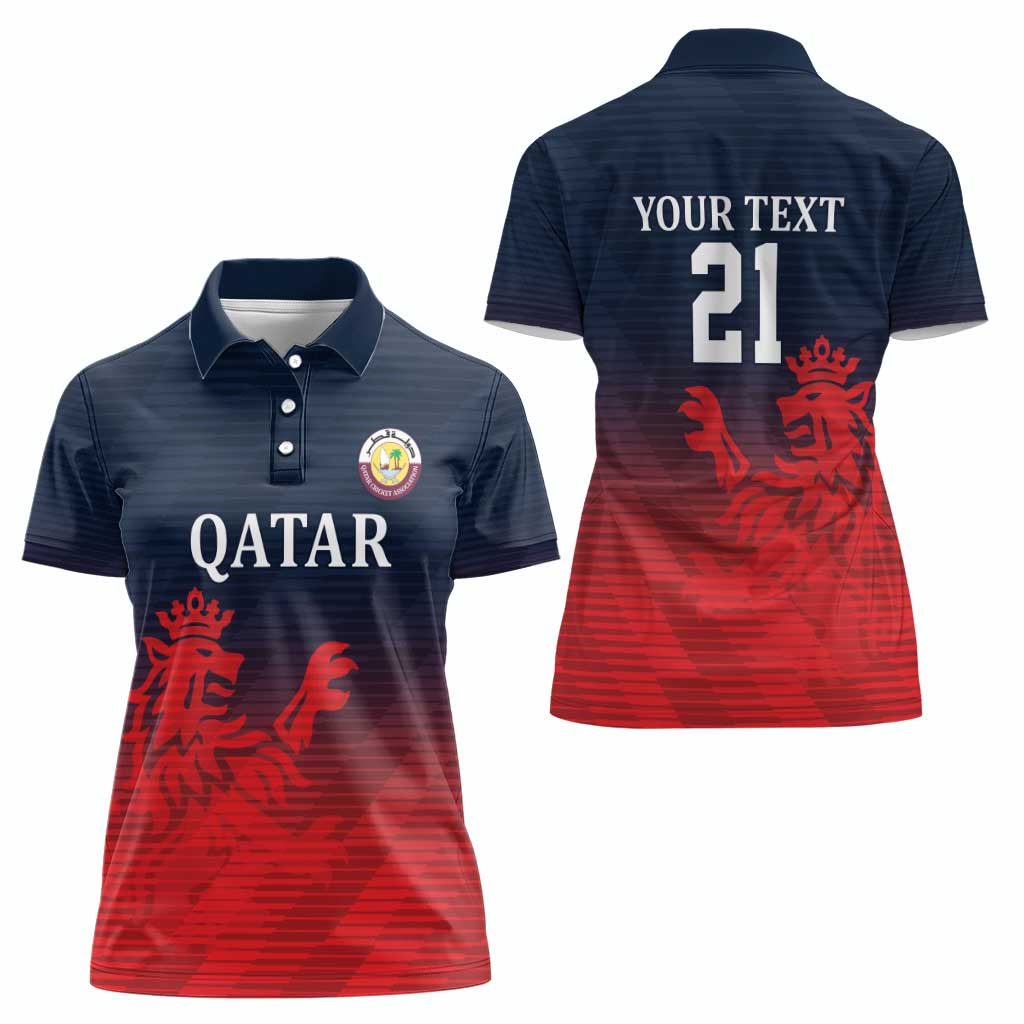 Custom Qatar Cricket Women Polo Shirt Red Sporty Pattern - Wonder Print Shop