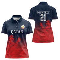 Custom Qatar Cricket Women Polo Shirt Red Sporty Pattern - Wonder Print Shop