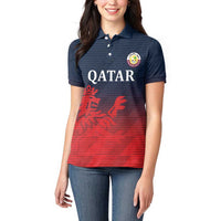 Custom Qatar Cricket Women Polo Shirt Red Sporty Pattern - Wonder Print Shop