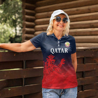 Custom Qatar Cricket Women Polo Shirt Red Sporty Pattern - Wonder Print Shop