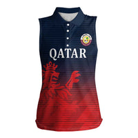 Custom Qatar Cricket Women Sleeveless Polo Shirt Red Sporty Pattern - Wonder Print Shop