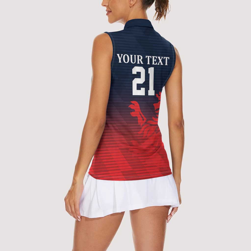 Custom Qatar Cricket Women Sleeveless Polo Shirt Red Sporty Pattern - Wonder Print Shop