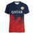 Custom Qatar Cricket Women V-Neck T-Shirt Red Sporty Pattern - Wonder Print Shop