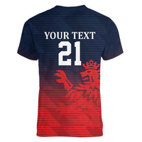 Custom Qatar Cricket Women V-Neck T-Shirt Red Sporty Pattern - Wonder Print Shop