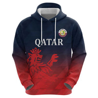 Custom Qatar Cricket Zip Hoodie Red Sporty Pattern - Wonder Print Shop