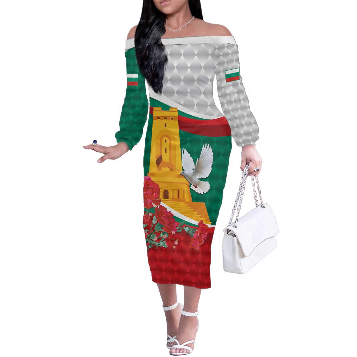 Bulgaria Liberation Personalized Family Matching Off The Shoulder Long Sleeve Dress and Hawaiian Shirt Suedinenieto Pravi Silata