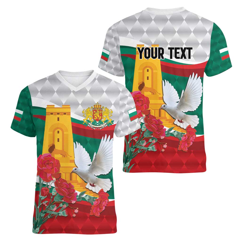 Bulgaria Liberation Personalized Women V-Neck T-Shirt Suedinenieto Pravi Silata