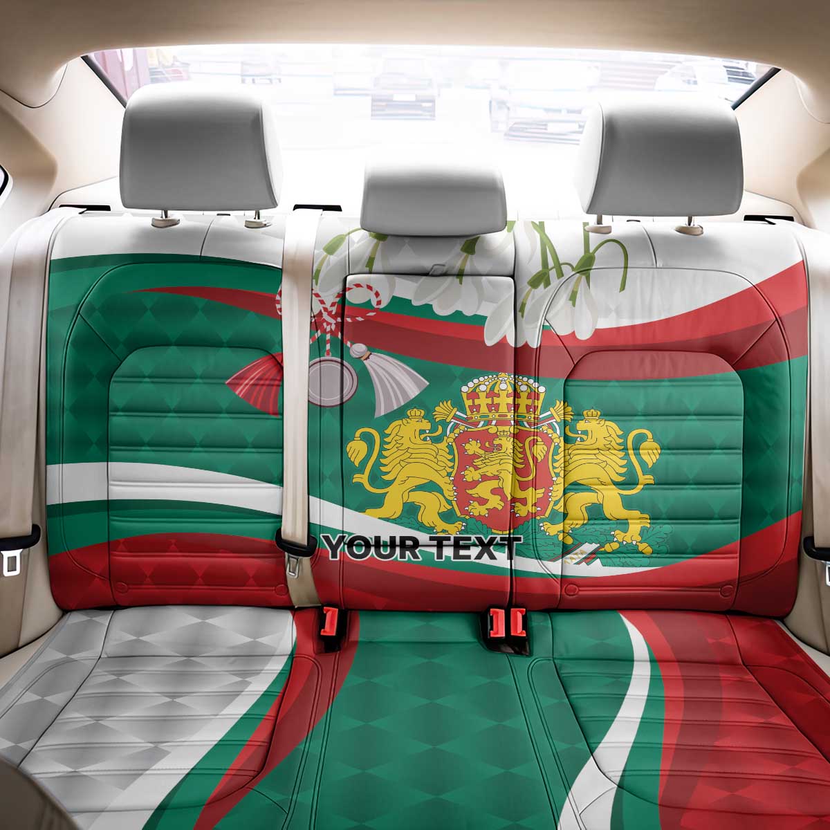 Republic of Bulgaria Personalized Back Car Seat Cover Crowned Golden Lion Suedinenieto Pravi Silata