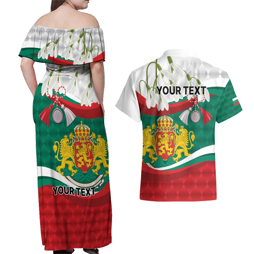 Republic of Bulgaria Personalized Couples Matching Off Shoulder Maxi Dress and Hawaiian Shirt Crowned Golden Lion Suedinenieto Pravi Silata