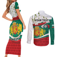 Republic of Bulgaria Personalized Couples Matching Short Sleeve Bodycon Dress and Long Sleeve Button Shirt Crowned Golden Lion Suedinenieto Pravi Silata