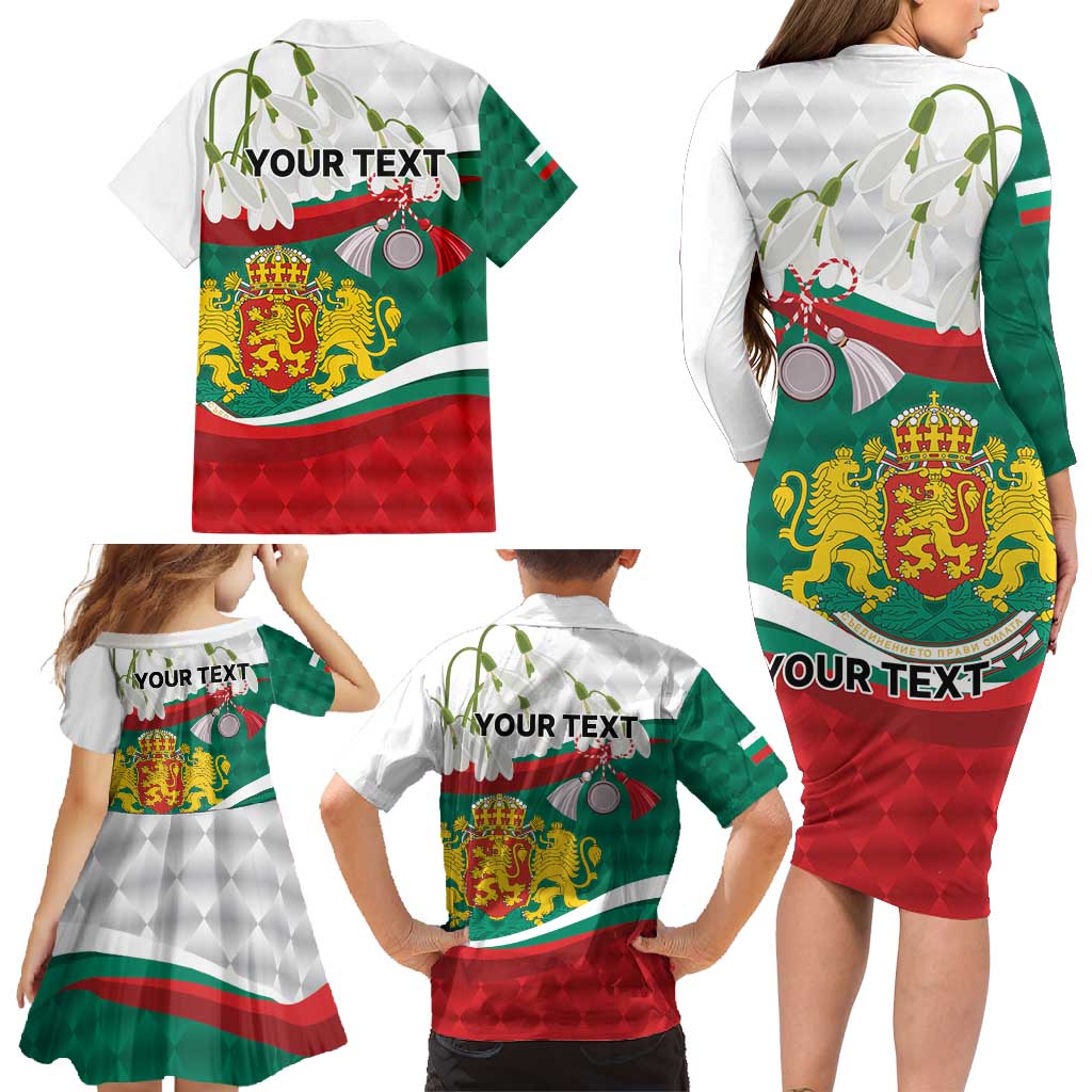 Republic of Bulgaria Personalized Family Matching Long Sleeve Bodycon Dress and Hawaiian Shirt Crowned Golden Lion Suedinenieto Pravi Silata