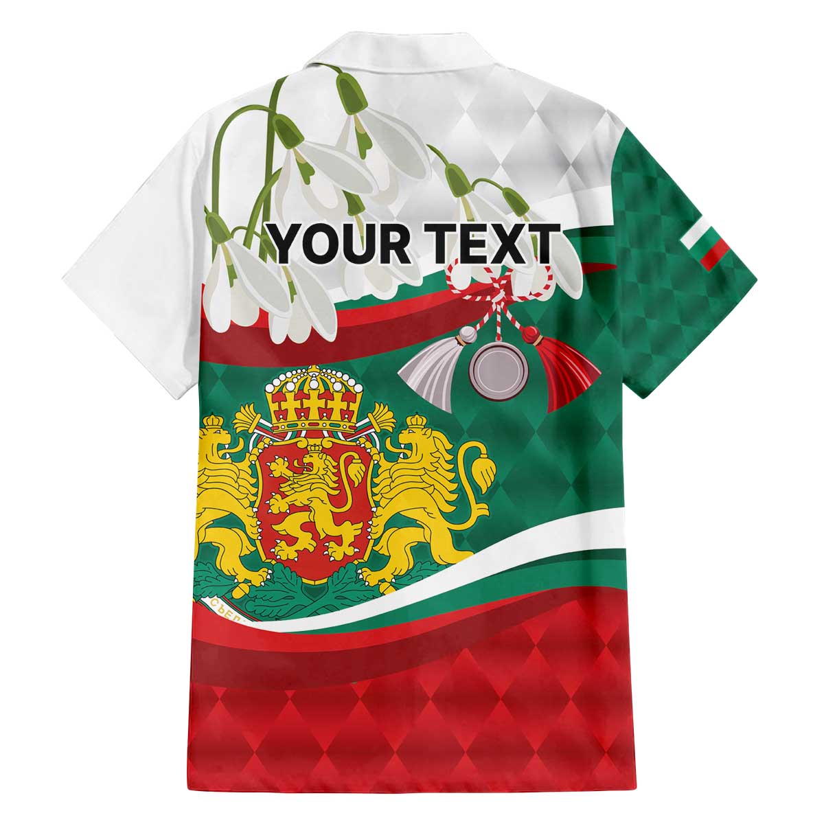 Republic of Bulgaria Personalized Family Matching Off The Shoulder Long Sleeve Dress and Hawaiian Shirt Crowned Golden Lion Suedinenieto Pravi Silata