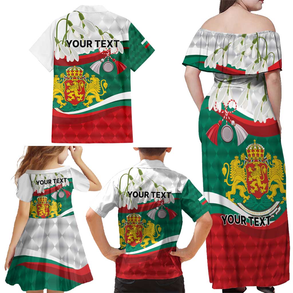 Republic of Bulgaria Personalized Family Matching Off Shoulder Maxi Dress and Hawaiian Shirt Crowned Golden Lion Suedinenieto Pravi Silata