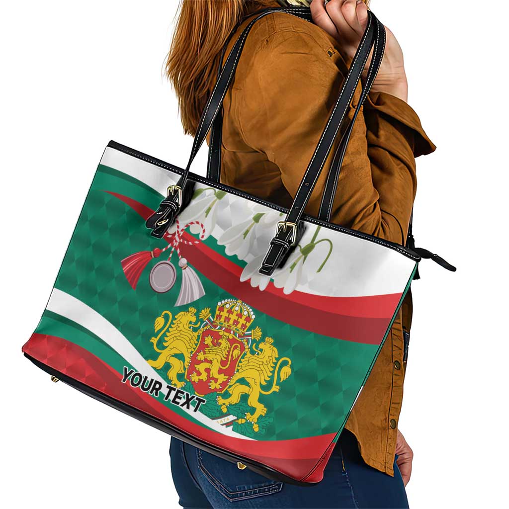 Republic of Bulgaria Personalized Leather Tote Bag Crowned Golden Lion Suedinenieto Pravi Silata