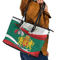 Republic of Bulgaria Personalized Leather Tote Bag Crowned Golden Lion Suedinenieto Pravi Silata