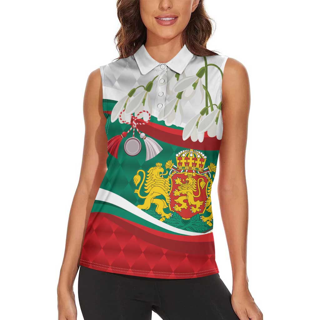 Republic of Bulgaria Personalized Women Sleeveless Polo Shirt Crowned Golden Lion Suedinenieto Pravi Silata