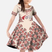 Baba Marta Day Martenitsa Family Matching Long Sleeve Bodycon Dress and Hawaiian Shirt Traditional Bulgarian Embroidery