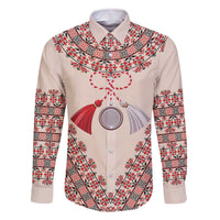 Baba Marta Day Martenitsa Family Matching Off The Shoulder Long Sleeve Dress and Hawaiian Shirt Traditional Bulgarian Embroidery